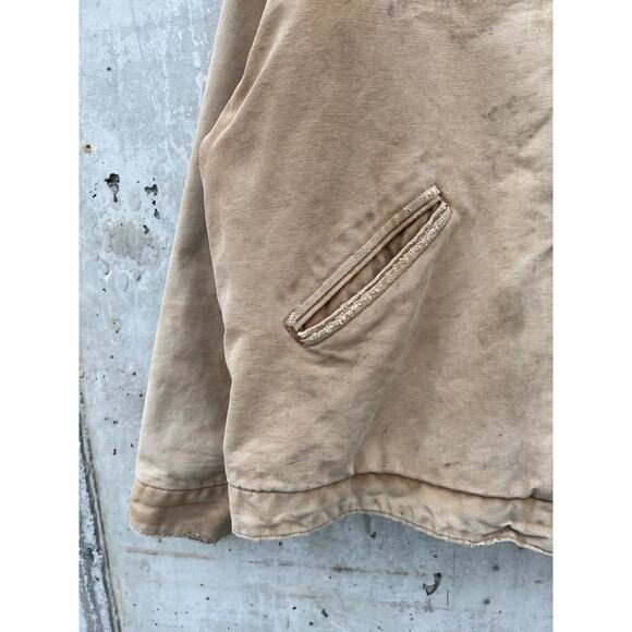 Vintage Union Made Carhartt Detroit Blanket Lined Jacket Workwear 6BLJ 48 Tan - Picture 8 of 16
